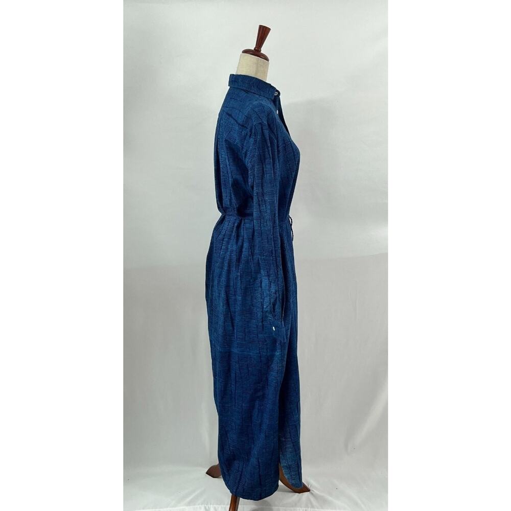 INDI + ASH Sz 1 XS Blue Indigo Batik Shirt Dress Midi Cotton - Picture 5 of 8